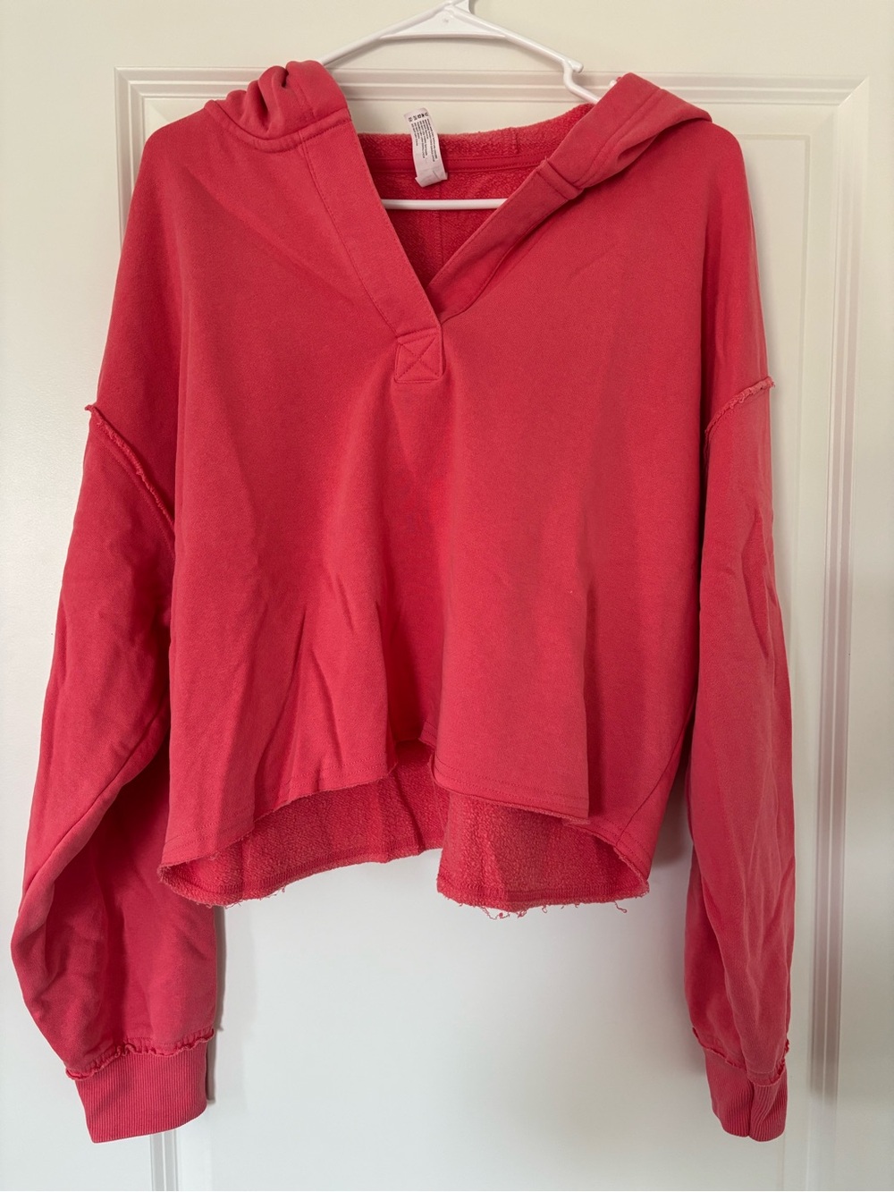 Women's Cropped Hoodie - Coral Pink Sweatshirt